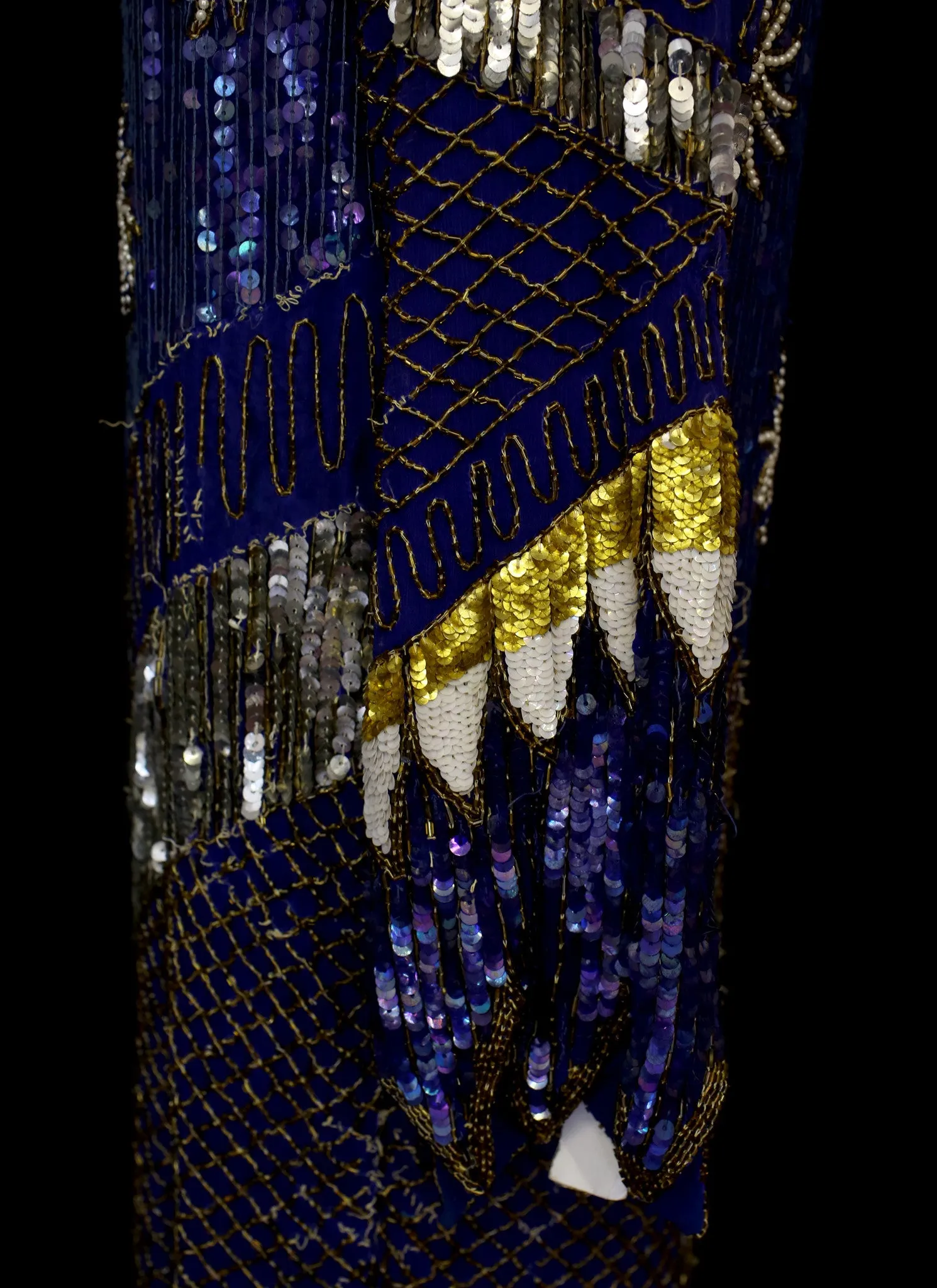 Vintage 1980s Deco Beaded Flapper Dress
