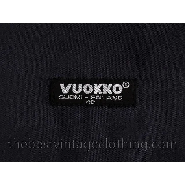 Vintage Vuokko Suomi Blueberry Cotton Velvet Channel Quilted Coat 1970s Sz 40