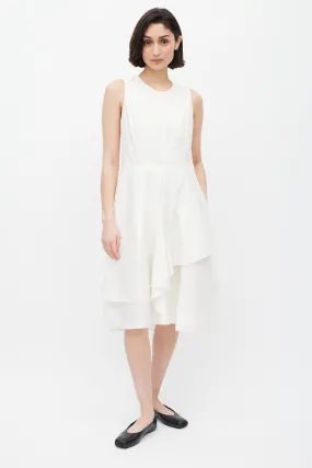 White Pleated Overlay Dress
