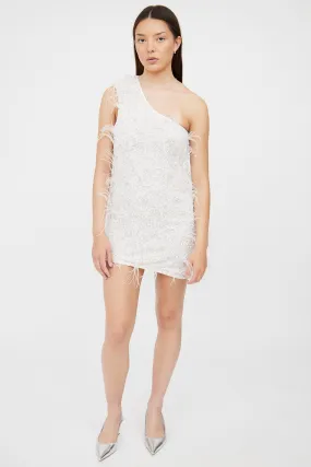White Sina Feather & Sequin Dress