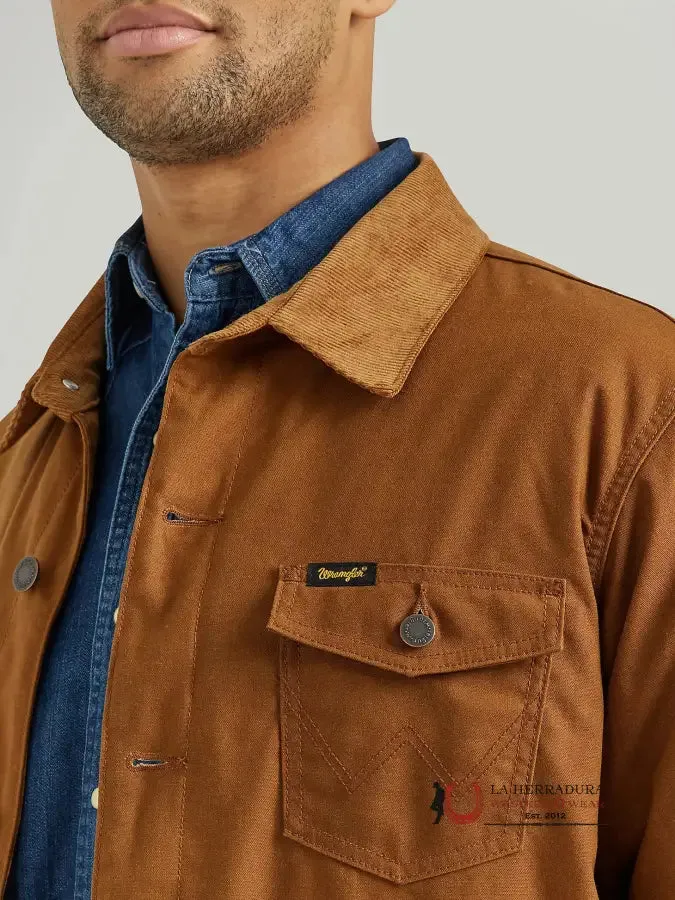 Wrangler Men's Western Lined Canvas Barn Coat in Hay Bale
